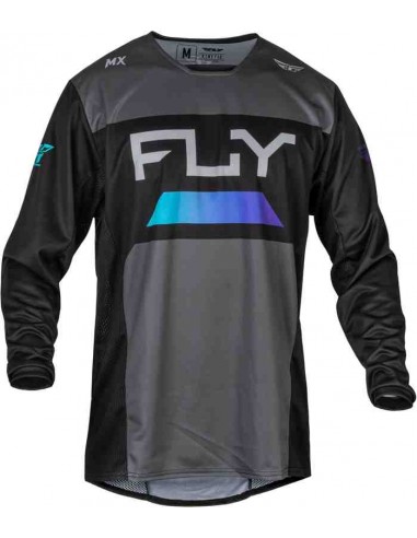 CAMISETA FLY RACING KINETIC RELOAD ANTRACITA NEGRA AZUL IRIDIUM 2024