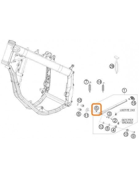 SOPORTE DE RETENCION DEL RESORTE DEL TUBO ESPACIADOR KTM
