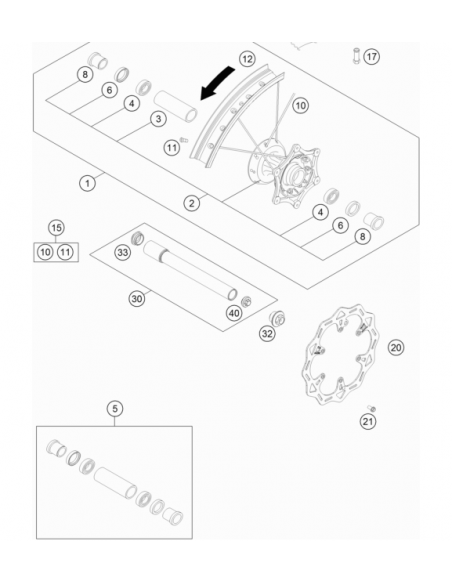 KIT REPARACION RUEDA DELANTERA KTM EXC/EXCF 17-24