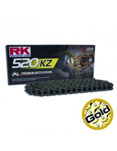 CADENA RK 520KZ REFORZADA SIN RETENES ORO 120 PASOS