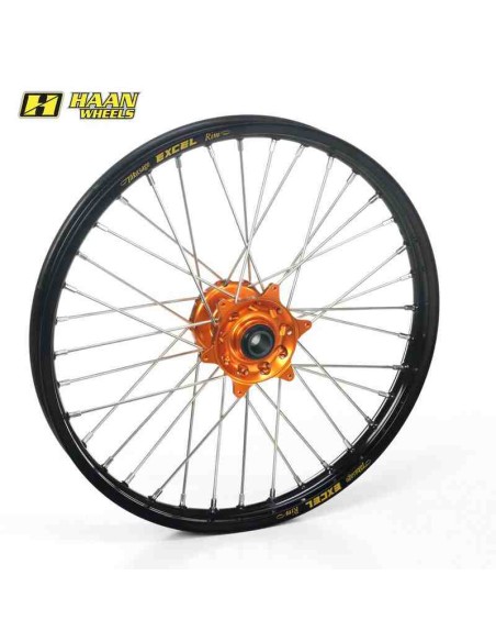 RUEDA COMPLETA DELANTERA EXCEL HAAN WHELLS KTM NEGRA NARANJA 17x3,50x36T