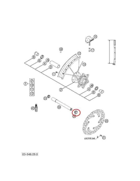 TUERCA EJE RUEDA DELANTERA KTM 03-14 HUSABERG 09-14 HUSQVARNA 14-15