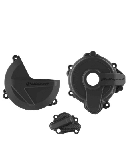 KIT PROTECCIONES TAPA EMBRAGUE + ENCENDIDO + BOMBA AGUA SHERCO SE 250/300 14-22 NEGRO