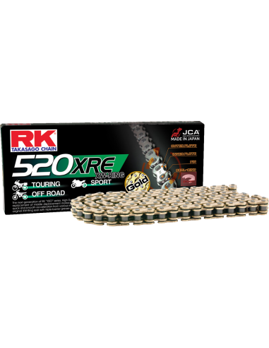 CADENA RK 520 XRE RETENES REFORZADA 118 PASOS ORO