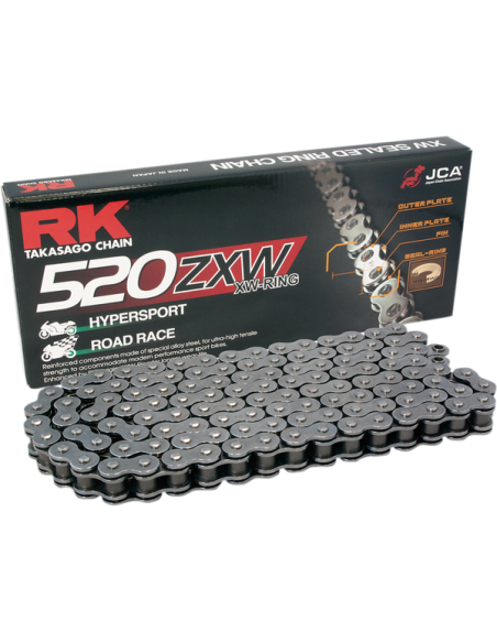 OUTLET CADENA DID 520 ZXW RETENES REFORZADA 106 PASOS NEGRA