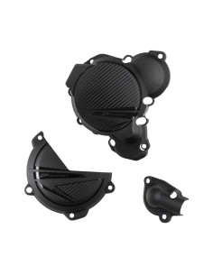 KIT PROTECCIONES TAPA EMBRAGUE + ENCENDIDO + BOMBA AGUA KTM EXC/XCW 250/300 2024 NEGRAS
