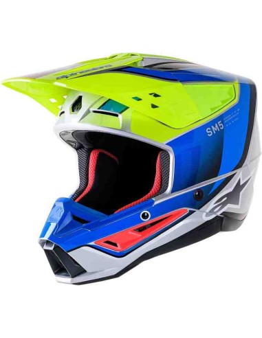CASCO ALPINESTARS SUPERTECH SM5 SAIL AMARILLO FLUOR AZUL PLATA