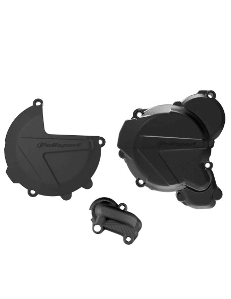 KIT PROTECCIONES TAPAS MOTOR KTM EXC/XCW 250/300 17-23 HUSQ. TE 250/300 19-23 NEGRAS
