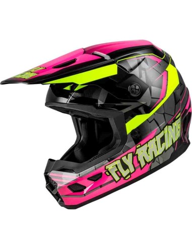 CASCO FLY NIÑO KINETIC SCORCHED ROSA NEON HI-VIS NEGRO