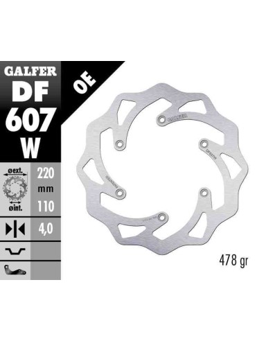 DISCO DE FRENO TRASERO GALFER KTM 89- HUSABERG 04- HUSQVARNA 14- GAS GAS EC 21- FLOREADO