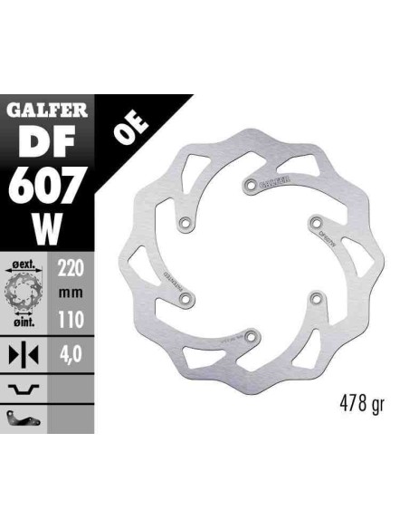 DISCO DE FRENO TRASERO GALFER KTM 89- HUSABERG 04- HUSQVARNA 14- GAS GAS EC 21- FLOREADO