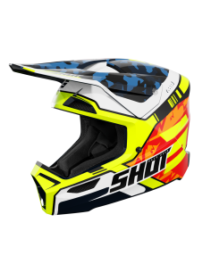 CASCO SHOT NIÑO FURIOUS FLASH AZUL NEON AMARILLO GLOSSY