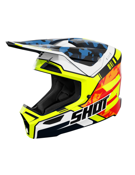 CASCO SHOT NIÑO FURIOUS FLASH AZUL NEON AMARILLO GLOSSY
