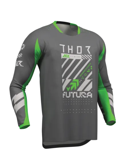 CAMISETA THOR LAUNCHMODE FUTURA GRIS VERDE FLUOR