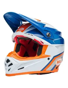 CASCO BELL MOTO 9S FLEX MERCHANT GLOSS NARANJA AZUL