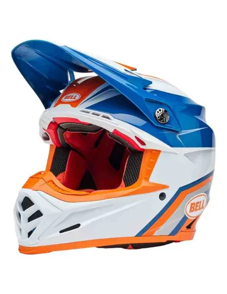CASCO BELL MOTO 9S FLEX MERCHANT GLOSS NARANJA AZUL