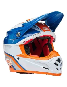 CASCO BELL MOTO 9S FLEX MERCHANT GLOSS NARANJA AZUL 2