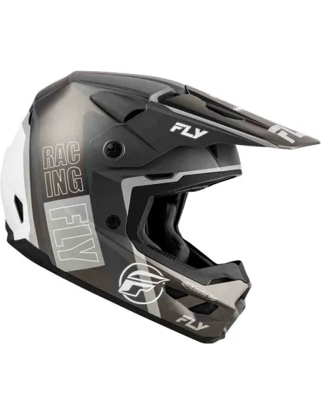 CASCO FLY RACING KINETIC RALLY GRIS MATE NEGRO BLANCO