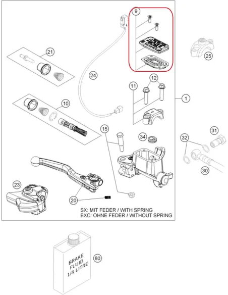 TAPA BOMBA FRENO KTM BREMBO