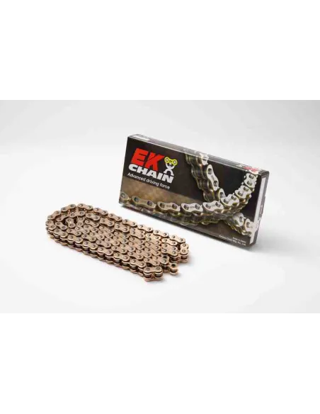 CADENA EK 520SRX2 QX-RING REFORZADA RETENES ORO 120 PASOS - ESLABON CLIP
