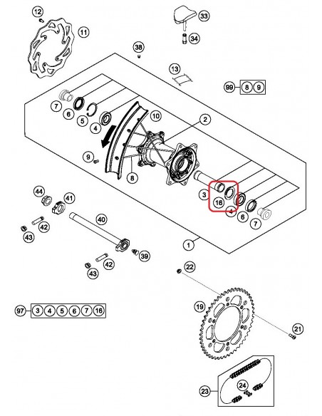 DISTANCE KTM RUEDA TRASERA