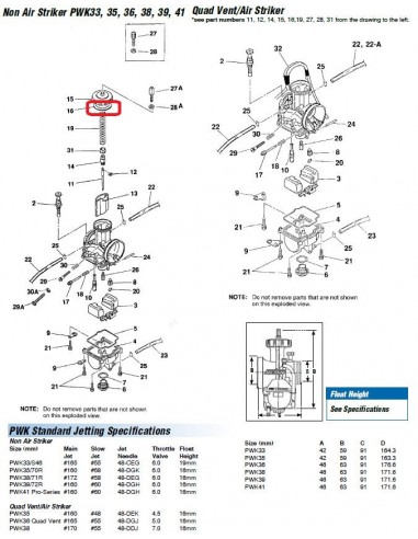 JUNTA TAPA CARBURADOR KEIHIN PJ 38 PWK 33 A 39