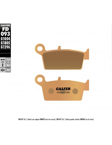 PASTILLAS DE FRENO TRASERAS HONDA CR 125/250 87-01 GAS GAS 01-09 KX 125/250 98-02 RM 125/250 96-10