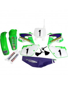 KIT PLASTICOS + ADHESIVOS UFO KAWASAKI KX 125/250 94-98 EMIG TEAM USA