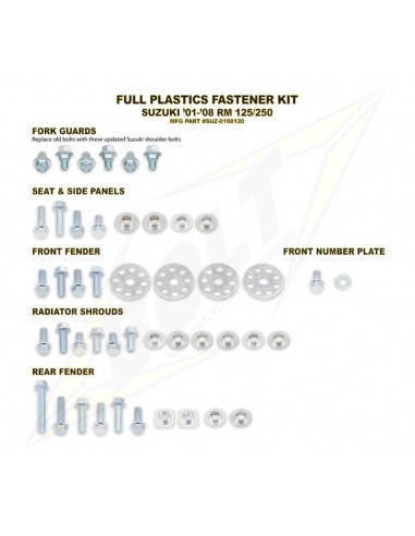 KIT TORNILLERIA BOLT SUJECCION DE PLASTICOS SUZUKI RM 125/250 01-08