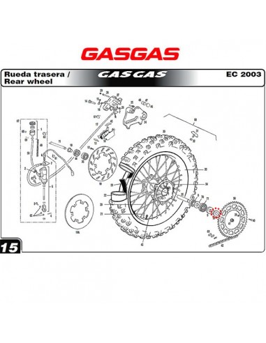 CASQUILLO SEPARADOR DE RUEDA TRASERA LADO CORONA GAS GAS 03-19