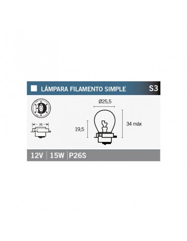 LAMPARA 12V 15W P26S