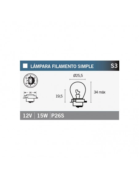 LAMPARA 12V 15W P26S