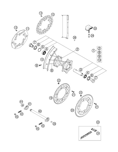 RADIO RUEDA TRASERA M5X197 10G 18"