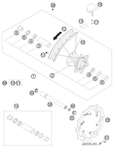 RADIO RUEDA DELANTERA 21 KTM 00-11 226X4.5MM - 78009174226