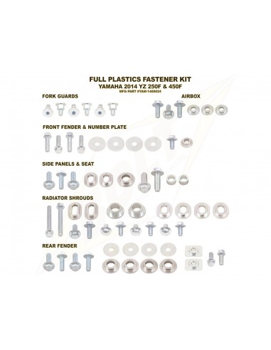 KIT TORNILLERIA BOLT SUJECCION DE PLASTICOS YAMAHA YZ 250F 14-18 YZ 450F 14-17