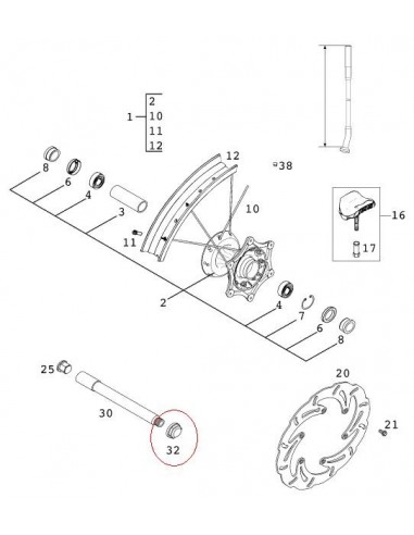 TUERCA EJE RUEDA DELANTERA KTM - 50309082100