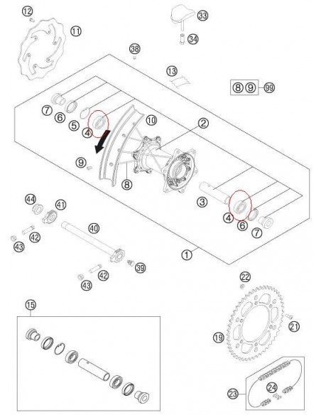 RODAMIENTO RUEDA TRASERA KTM EXC/SX 93-13