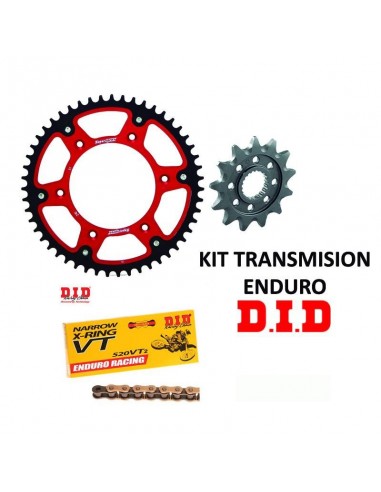 KIT DE TRANSMISION COMPLETO ENDURO DID VT2 - CORONA MIXTA - PIÑON ACERO