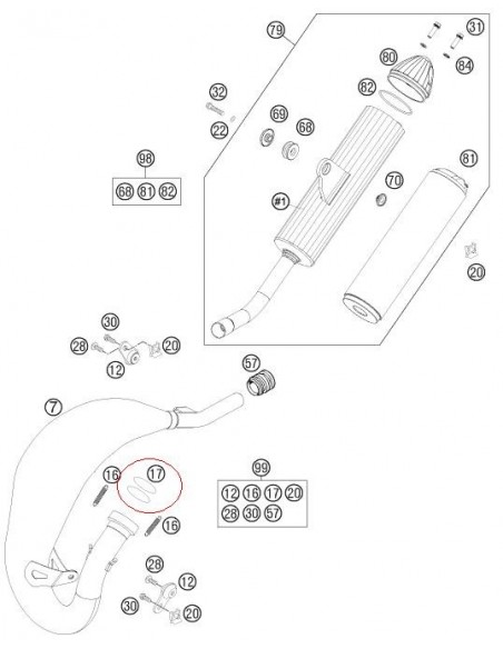 JUNTA ESCAPE KTM 85 SX 03-16 125/150 SX 2016 FREERIDE 250R 2016