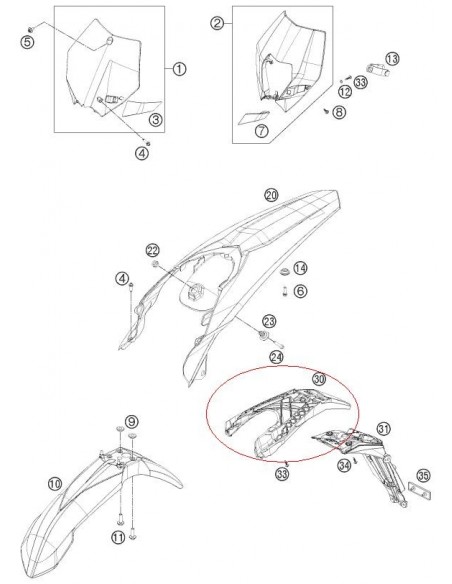 PORTAMATRICULAS KTM EXC 12-16 PARTE SUPERIOR