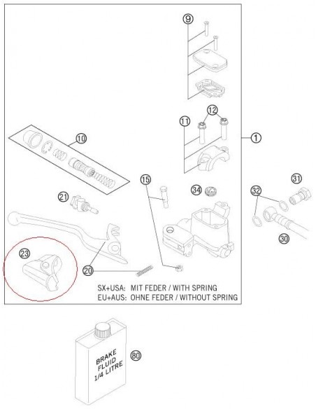 PROTECTOR GOMA BOMBA DE FRENO BREMBO KTM
