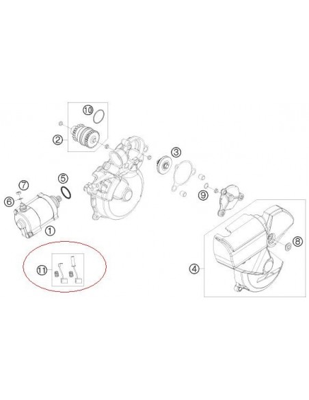 KIT ESCOBILLAS MOTOR DE ARRANQUE KTM EXC 2T - VER MODELOS DENTRO