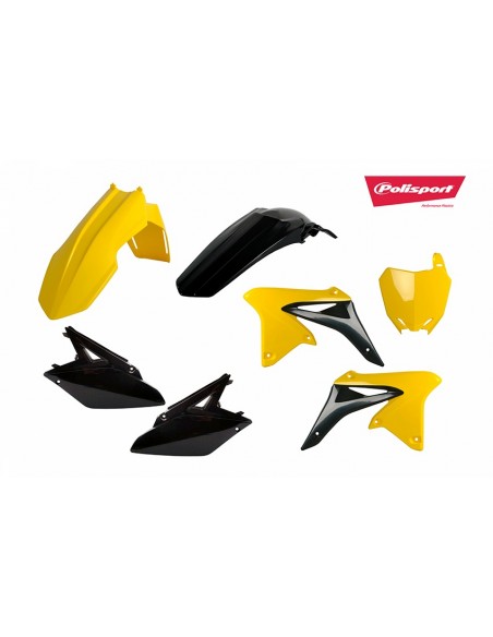 KIT PLASTICOS POLISPORT SUZUKI RMZ 250 10-18 AMARILLO RM01 NEGRO