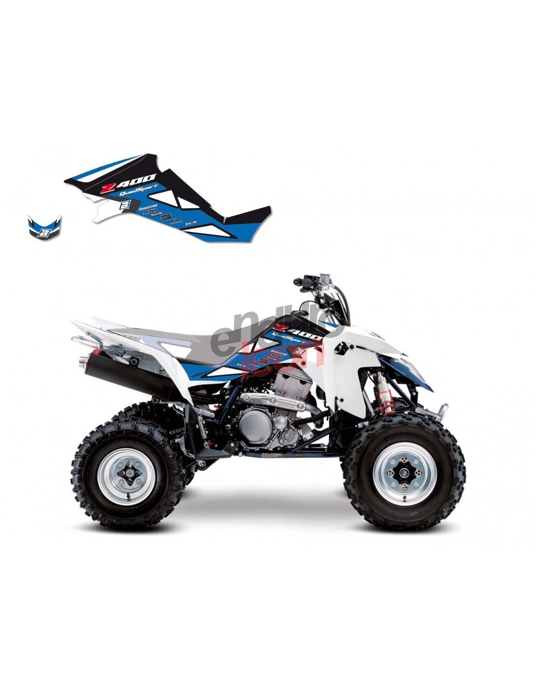 Adhesivos Quad Suzuki LTZ 400 OEM+ Blanco y Azul –