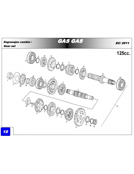 RETEN PIÑON GAS GAS EC 125 28X38X7