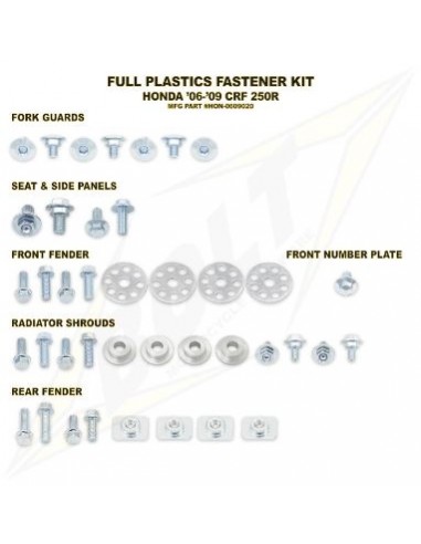 KIT TORNILLERIA BOLT SUJECCION DE PLASTICOS HONDA CR 125/250 00-07 CRF 450R 02-04