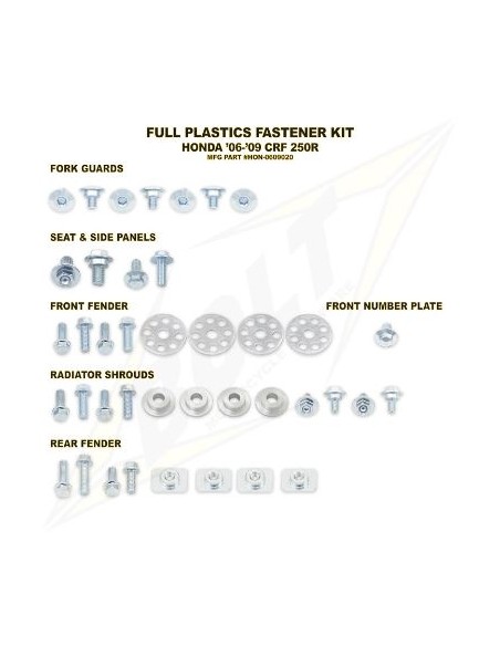 KIT TORNILLERIA BOLT SUJECCION DE PLASTICOS HONDA CR 125/250 00-07 CRF 450R 02-04
