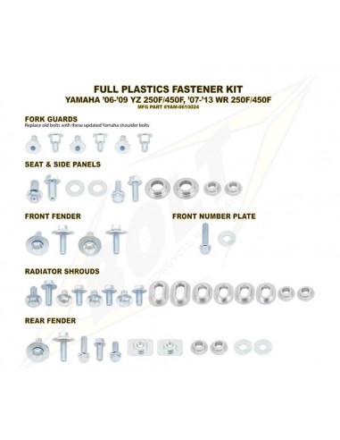 KIT TORNILLERIA BOLT SUJECCION DE PLASTICOS YAMAHA YZ 250F/450F 06-09 WR 250F 07-13 WR 450F 07-11