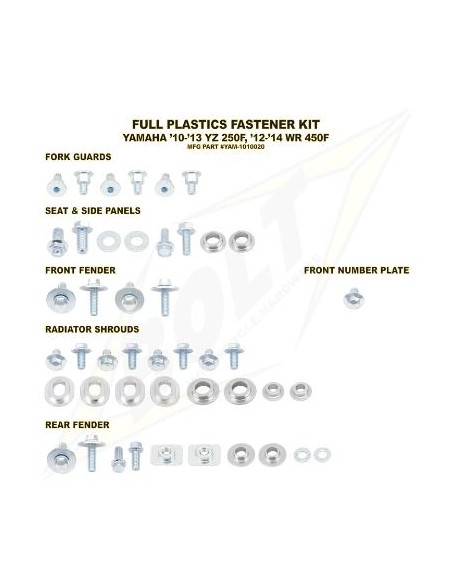 KIT TORNILLERIA BOLT SUJECCION DE PLASTICOS YAMAHA YZ 250F 10-13 WR 450F 12-18