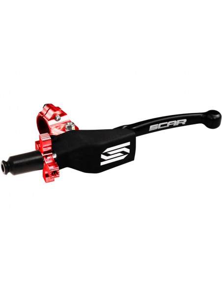 MANETA DE EMBRAGUE SCAR PLEGABLE CON SOPORTE UNIVERSAL ROJA CPCL1